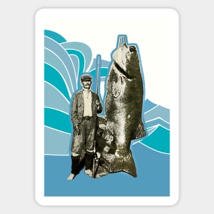 Fisherman with big fish Sticker